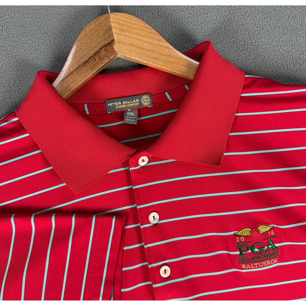 Peter Millar Polo Shirt 2XL Red Summer Comfort 2016 PGA Championship Baltusrol